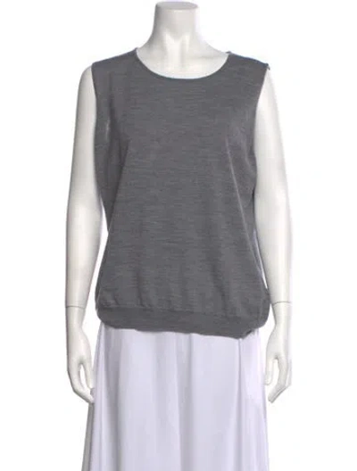 Pre-owned Escada Virgin Wool Crew Neck Top In Grey