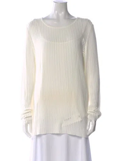 Pre-owned Escada Virgin Wool Crew Neck Top In Neutral
