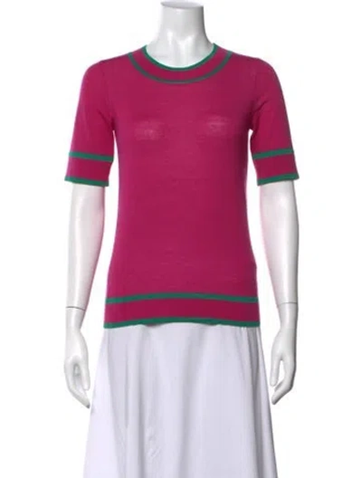 Pre-owned Escada Virgin Wool Crew Neck Top In Pink