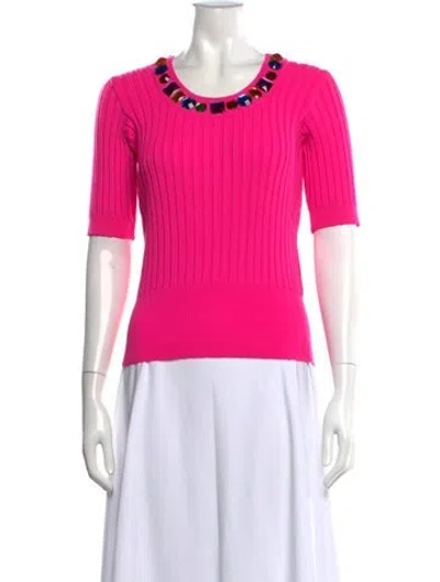 Pre-owned Escada Virgin Wool Crew Neck Top In Pink