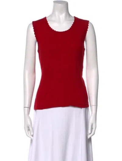 Pre-owned Escada Virgin Wool Crew Neck Top In Red