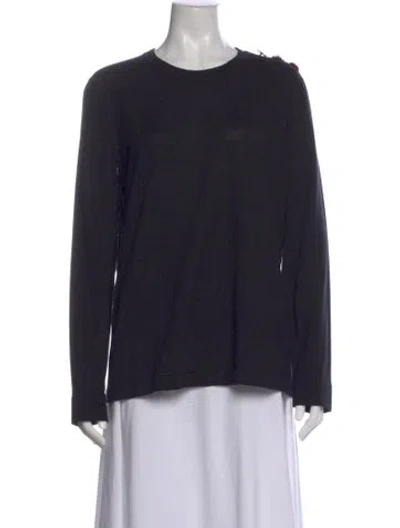 Pre-owned Escada Virgin Wool Crew Neck Top W/ Tags In Black