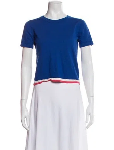 Pre-owned Escada Virgin Wool Crew Neck T-shirt In Blue