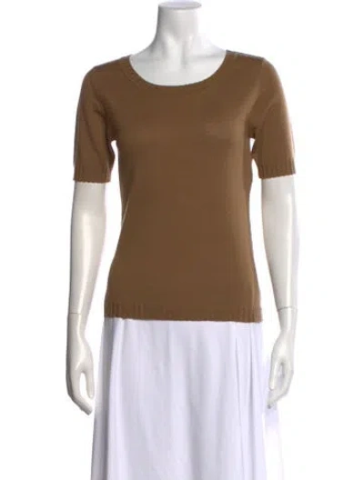 Pre-owned Escada Virgin Wool Crew Neck T-shirt In Brown