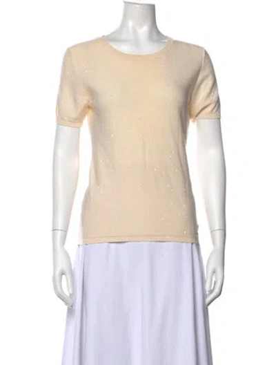 Pre-owned Escada Virgin Wool Crew Neck T-shirt In Neutrals