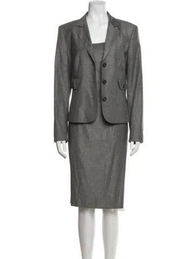 Pre-owned Escada Virgin Wool Dress Set In Gray