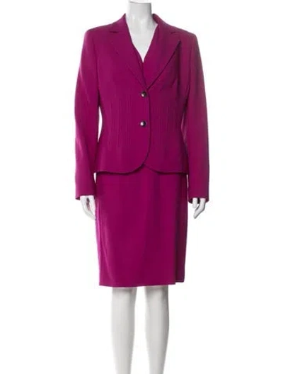 Pre-owned Escada Virgin Wool Dress Set In Purple