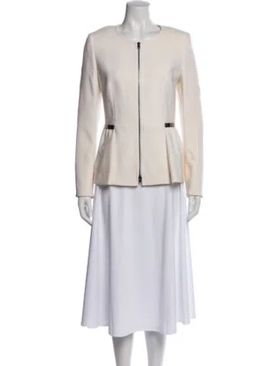 Pre-owned Escada Virgin Wool Evening Jacket In White
