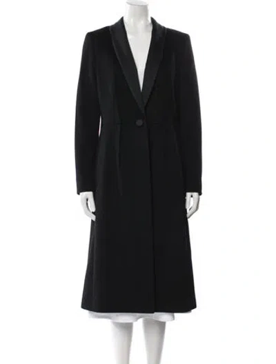 Pre-owned Escada Virgin Wool Faux Fur Coat In Black