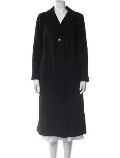 Pre-owned Escada Virgin Wool Faux Fur Coat In Blue