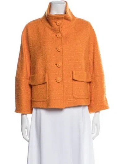 Pre-owned Escada Virgin Wool Faux Fur Jacket In Orange