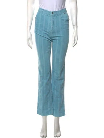 Pre-owned Escada Virgin Wool Flared Pants In Blue