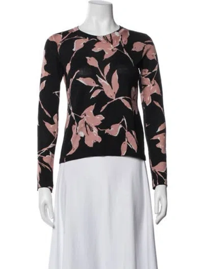 Pre-owned Escada Virgin Wool Floral Print Sweater In Blue