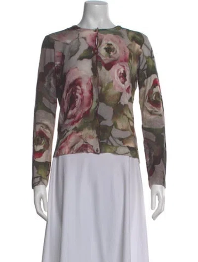 Pre-owned Escada Virgin Wool Floral Print Sweater In Multi