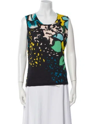 Pre-owned Escada Virgin Wool Floral Print Vest In Multi
