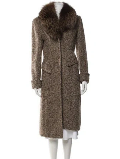 Pre-owned Escada Virgin Wool Fur Coat In Neutral