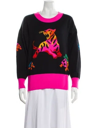 Pre-owned Escada Virgin Wool Graphic Print Sweater In Black
