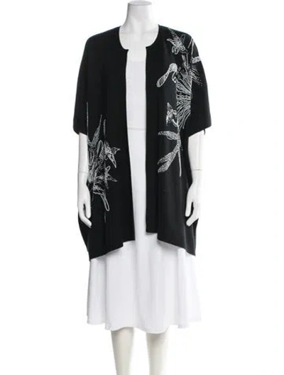 Pre-owned Escada Virgin Wool Graphic Print Sweater In Black
