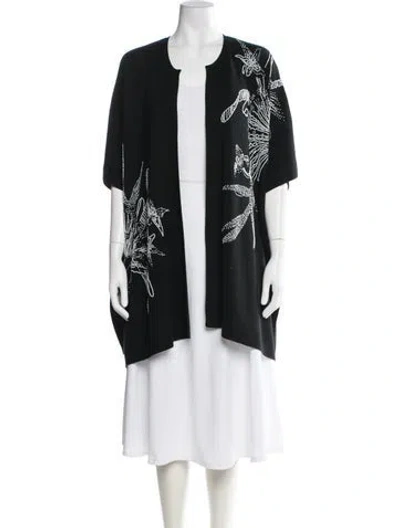 Pre-owned Escada Virgin Wool Graphic Print Sweater In Black
