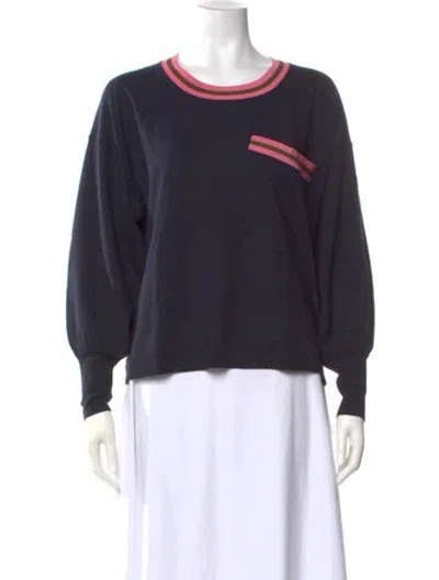 Pre-owned Escada Virgin Wool Graphic Print Sweater In Blue