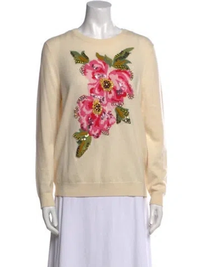 Pre-owned Escada Virgin Wool Graphic Print Sweater In Neutral