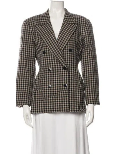 Pre-owned Escada Virgin Wool Houndstooth Print Blazer In Multi