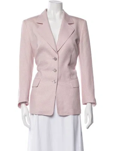 Pre-owned Escada Virgin Wool Houndstooth Print Blazer In Pink