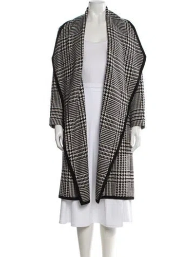 Pre-owned Escada Virgin Wool Houndstooth Print Coat In Multi
