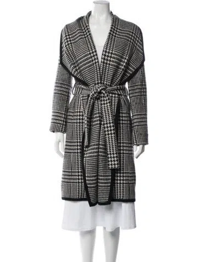 Pre-owned Escada Virgin Wool Houndstooth Print Jacket In Black/white