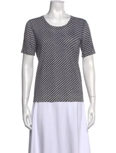 Pre-owned Escada Virgin Wool Houndstooth Print Sweater In Black