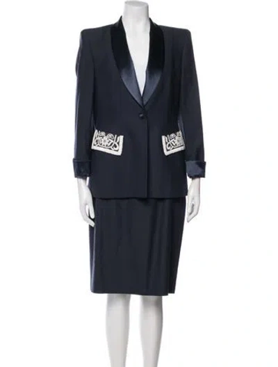 Pre-owned Escada Virgin Wool Jacket In Blue