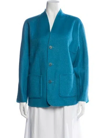 Pre-owned Escada Virgin Wool Jacket In Blue