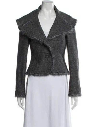 Pre-owned Escada Virgin Wool Jacket In Grey/metallic