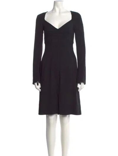 Pre-owned Escada Virgin Wool Knee-length Dress In Black