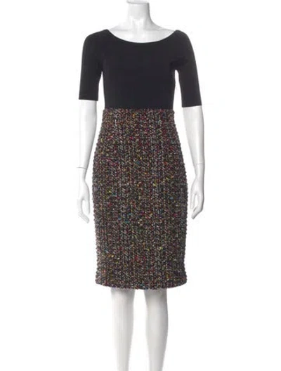 Pre-owned Escada Virgin Wool Knee-length Dress In Black