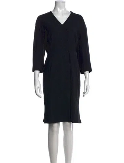 Pre-owned Escada Virgin Wool Knee-length Dress In Black