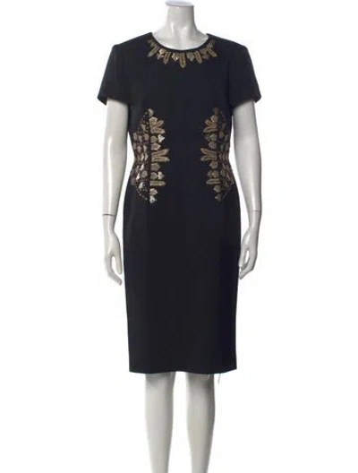 Pre-owned Escada Virgin Wool Knee-length Dress In Black