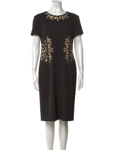 Pre-owned Escada Virgin Wool Knee-length Dress In Black