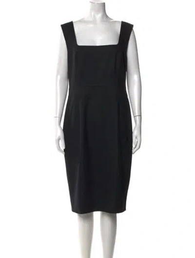 Pre-owned Escada Virgin Wool Knee-length Dress In Black