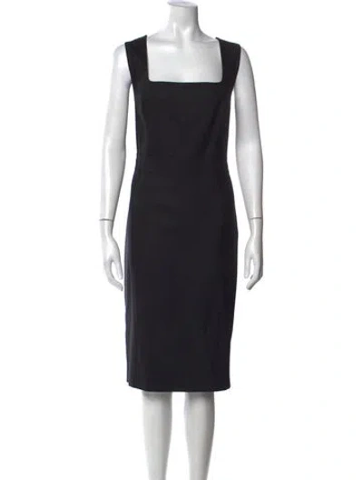 Pre-owned Escada Virgin Wool Knee-length Dress In Black