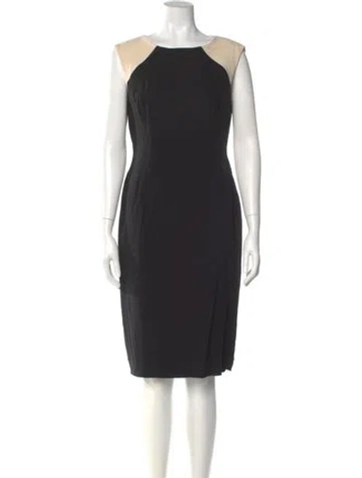 Pre-owned Escada Virgin Wool Knee-length Dress In Black