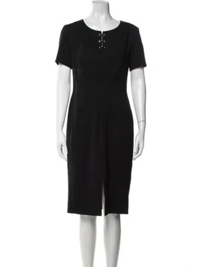 Pre-owned Escada Virgin Wool Knee-length Dress In Black