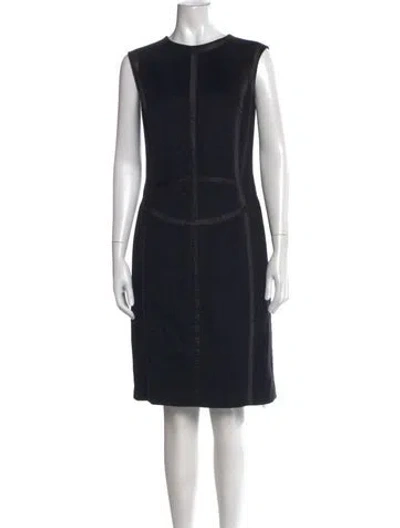 Pre-owned Escada Virgin Wool Knee-length Dress In Black
