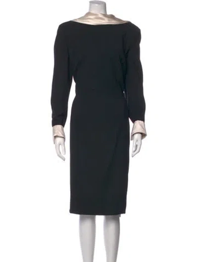 Pre-owned Escada Virgin Wool Knee-length Dress In Black