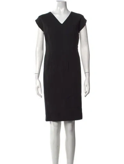 Pre-owned Escada Virgin Wool Knee-length Dress In Black
