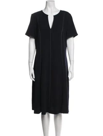 Pre-owned Escada Virgin Wool Knee-length Dress In Black