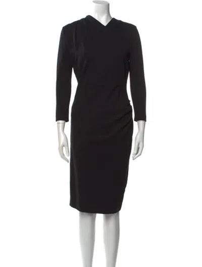 Pre-owned Escada Virgin Wool Knee-length Dress In Black