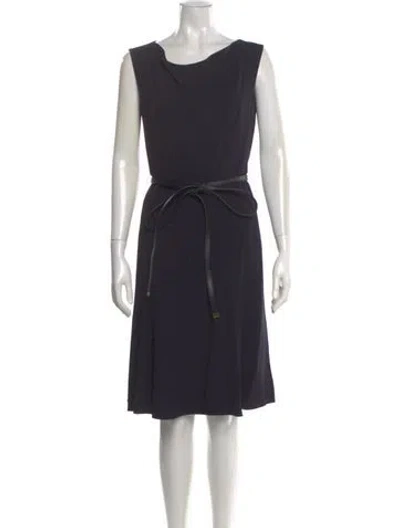 Pre-owned Escada Virgin Wool Knee-length Dress In Blue