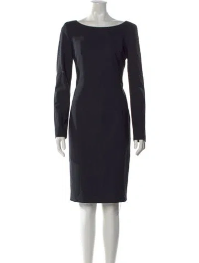 Pre-owned Escada Virgin Wool Knee-length Dress In Blue