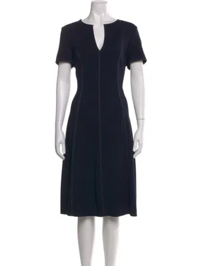 Pre-owned Escada Virgin Wool Knee-length Dress In Blue